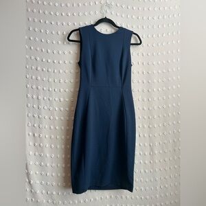Calvin Klein Sleeveless Midi‎ Pencil Dress Sz 2 Navy Boue